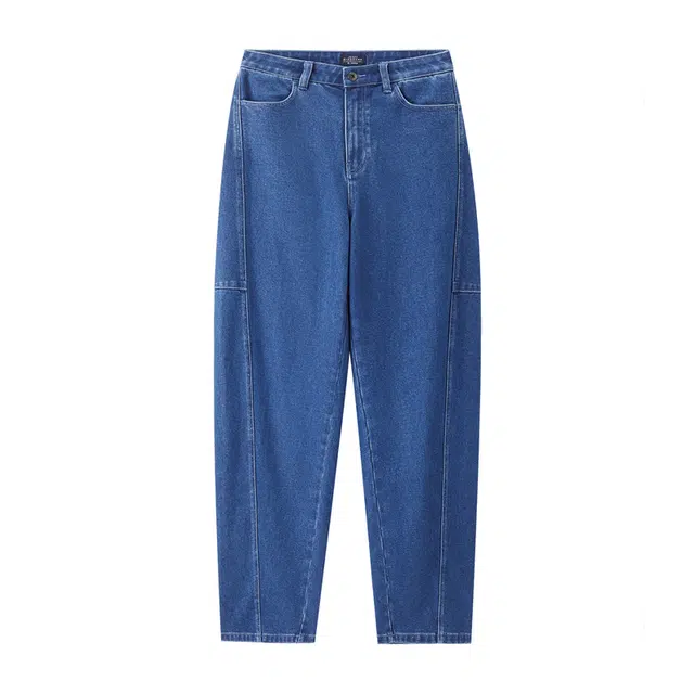 佐丹奴 慵懒重磅水洗阔腿裤高腰香蕉裤牛仔裤 女款
