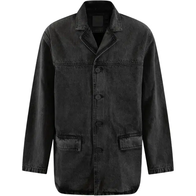 纪梵希 纯色单排扣翻领长袖牛仔外套 男款