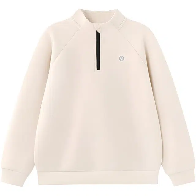 英氏卫衣 高领套头纯色百搭长袖休闲春秋 米白 儿童款