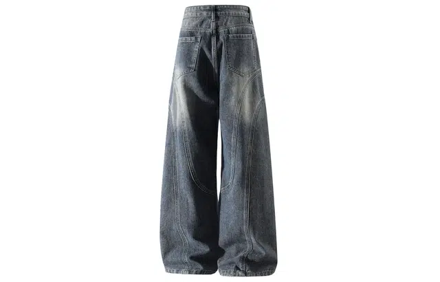 西行纪  美式经典水洗重工嘻哈街头高级潮流通勤休闲舒适宽松百搭立体裁剪牛仔裤 男女同款