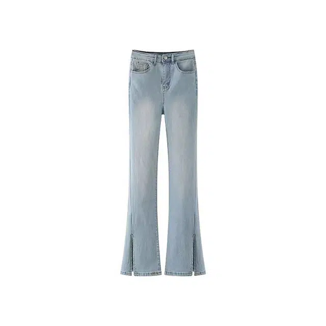 敲模女孩 美式辣妹复古高腰港风时尚小口袋开叉微喇高级洋气牛仔裤 女款