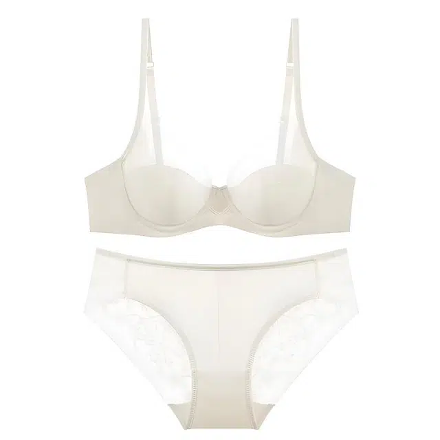 秀黛 法式内衣薄款大胸显小胸透气纯欲蕾丝性感罩上托防下垂本命年套装文胸 女款