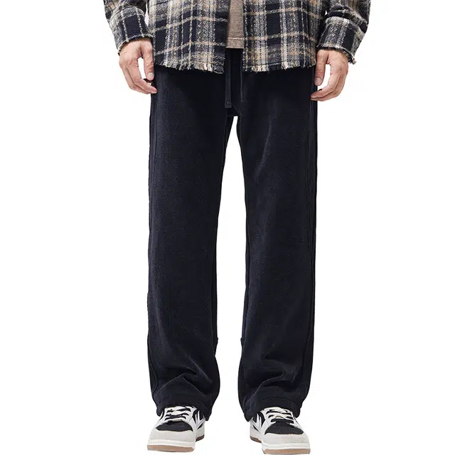 洞洞拐 日系重磅灯芯绒裤宽松直筒休闲裤 男女同款