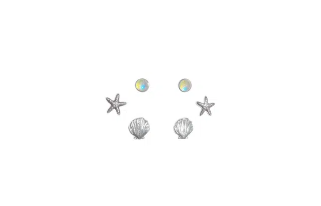 迎百宝 蓝色海洋 星贝素银 夏日海洋系列耳饰合集 简约海边度假风温柔清新 精致唯美梦幻童趣可修饰脸型 合金 耳钉 女款