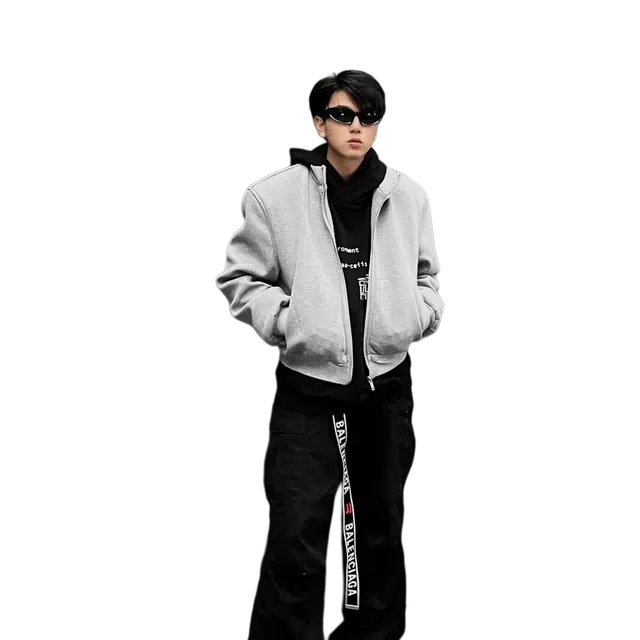 徐百货 美式开衫立领宽松舒适卫衣 男女同款