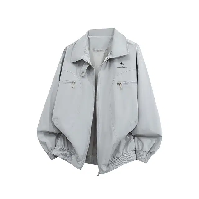 红蜻蜓 美式高街潮牌复古数字字母宽松百搭舒适防风保暖休闲翻领外套夹克 男女同款