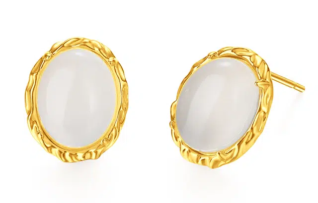 老庙 白月光猫眼耳饰新中式国风气质优雅简约时尚精致百搭#好运天然 玉髓 耳钉 女款