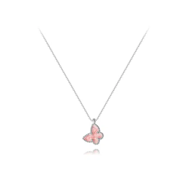 【S925银】 六桂福珠宝 蝴蝶小众设计经典百搭精致简约学生日常高级感轻奢通勤转运约会温柔气质可调节#好运 锆石 项链 女款