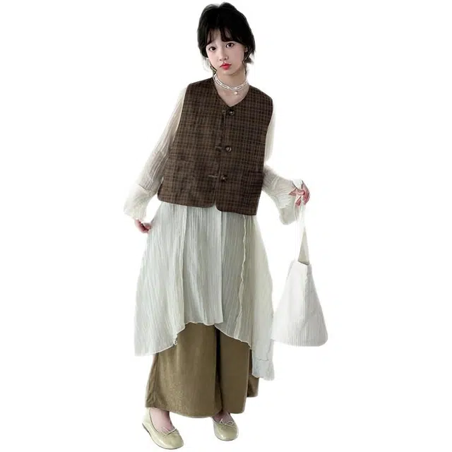 木木兔休闲运动套装 青春潮流时尚女大童秋季学生阔腿裤甜美三件套 宽松舒适百搭 时髦洋气