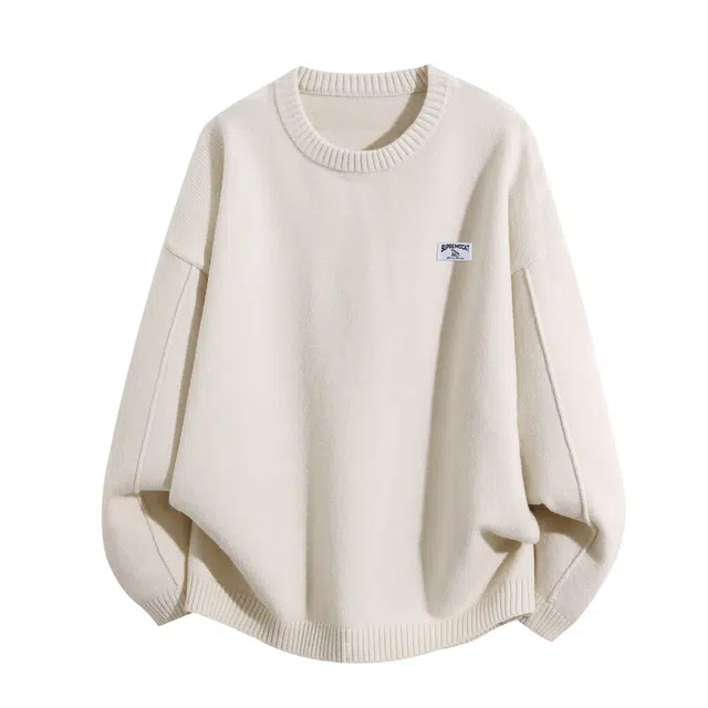 吾皇猫 简约纯色基础款小众慵懒软糯舒适内搭宽松圆领套头打底衫长袖毛衣 男女同款