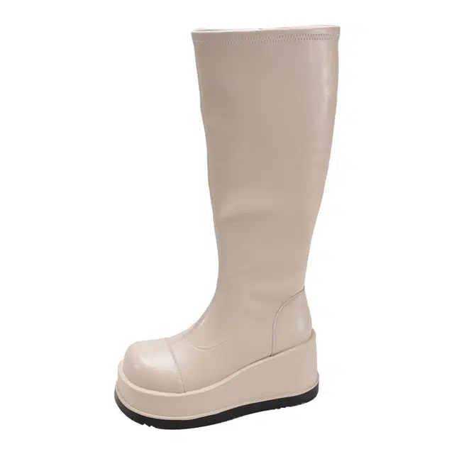 乐乐鱼 百搭小众简约舒适时尚 高筒靴 女