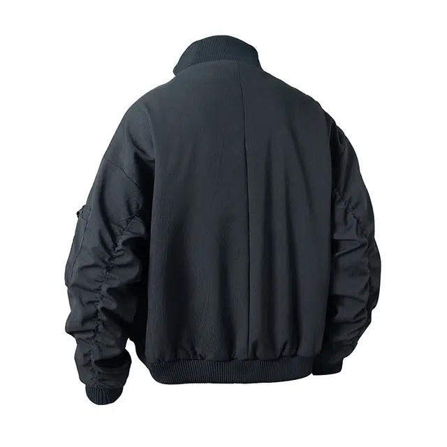 而度 美式复古街头艺术字字母印花设计侧边小口袋收纳日常百搭短款高领夹克外套 男女同款