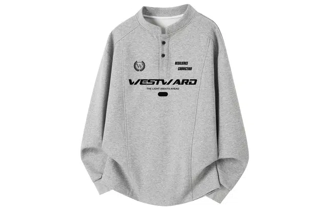 西行纪 美式复古亨利领重磅高级感廓形硬挺简约分割解构拼接设计老钱风慵懒松弛感日常宽松休闲小众正肩长袖卫衣 男女同款