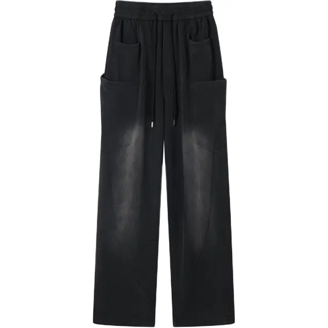 空白町 简约百搭宽松休闲直筒系带做旧纯色户外通勤长裤子高级感基础款口袋学院工装裤 男女同款