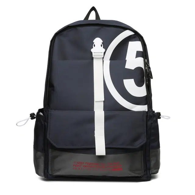 泰格奴 开学书包时尚运动潮流轻便大容量高颜值百搭字母女高中生大学生美式背包 帆布 双肩包 男女同款情侣款 蓝色/黑色/灰色