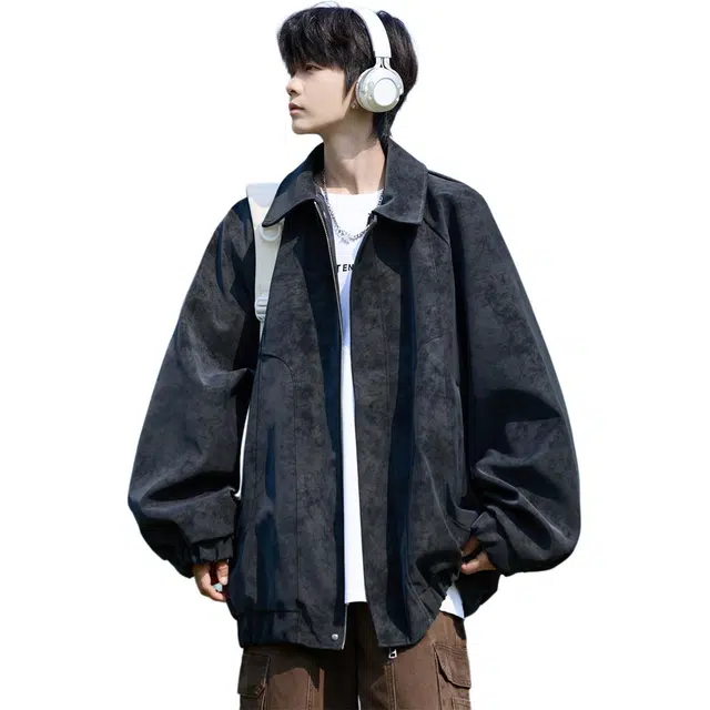 太子龍 美式复古潮流牌大码宽松青年情侣工装春秋夏季夹克外套 男款