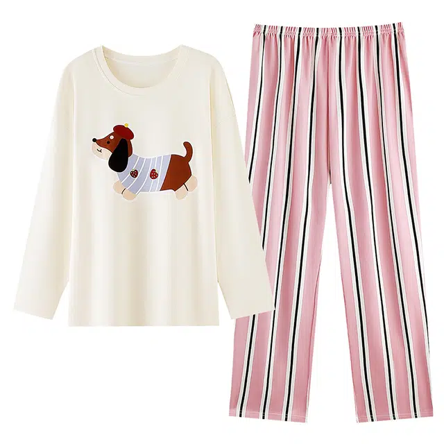 欧诗帛 春秋季纯棉卡通长袖甜美风学生宿舍可外穿家居服套装睡衣 女款