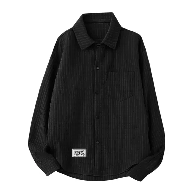 吾皇猫 原创美式复古高街简约基础款翻领长袖衬衣休闲宽松潮流潮牌上衣时尚百搭舒适透气衬衫 男女同款