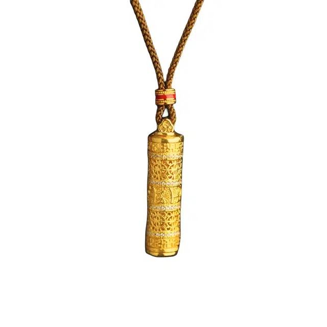 黛若 新中式八宝随身筒金佛藏式本命佛六字箴言#好运 铜镀金 项链 女款