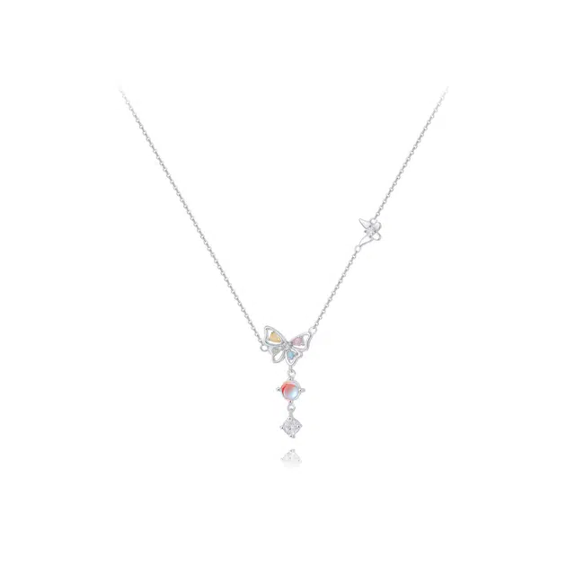 【纯银999 | 星光蝴蝶】 六桂福珠宝 经典百搭小众设计 轻奢高级感#好运 足银 项链 女款