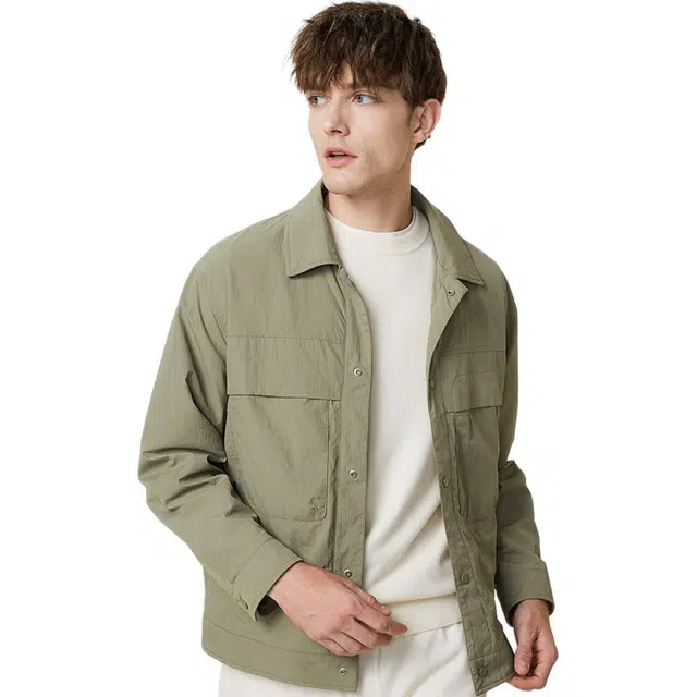 红豆 高密防风工装风休闲挺括有型翻领通勤百搭茄克衬衫式外套夹克 男款