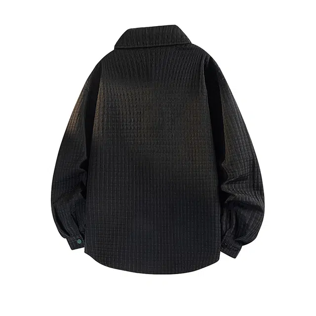 吾皇猫 原创美式复古高街简约基础款翻领长袖衬衣休闲宽松潮流潮牌上衣时尚百搭舒适透气衬衫 男女同款