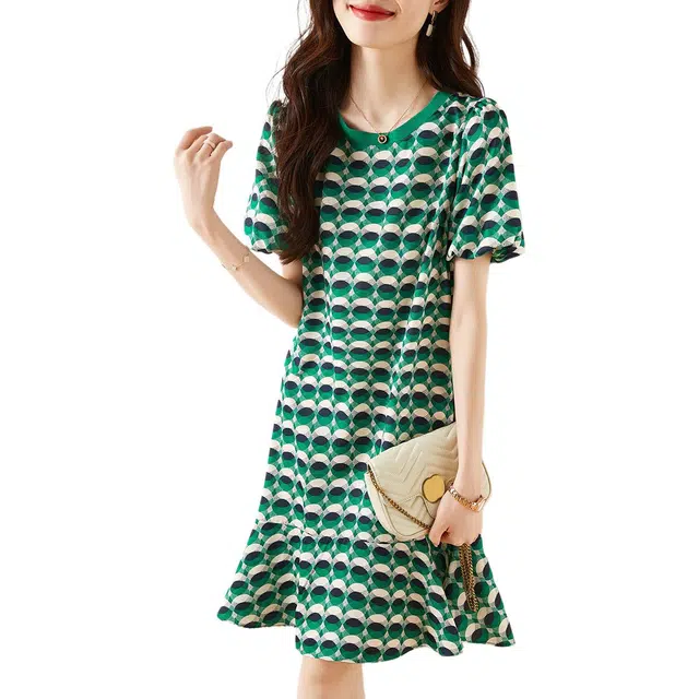 Mohan Yimei Simple Dot Dress Green