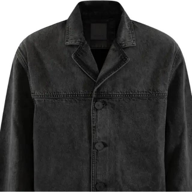 纪梵希 纯色单排扣翻领长袖牛仔外套 男款