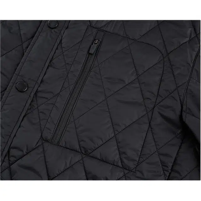 比音勒芬 休闲菱格绗缝轻柔保暖翻领棉服 男款 黑