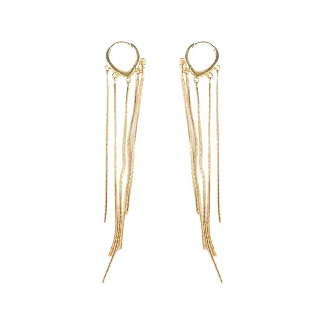 澜耀 金缕垂弦 长款流苏金耳扣 高级感气质超仙 合金 耳环 女款