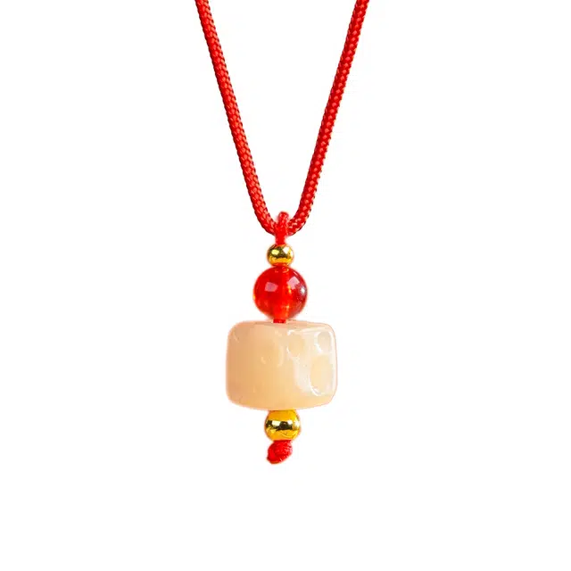 仙友 新中式国风奶酪平安喜乐小众设计轻奢高级感时来运转招财纳福转运珠#好运 白玉菩提 项链 男女同款情侣款