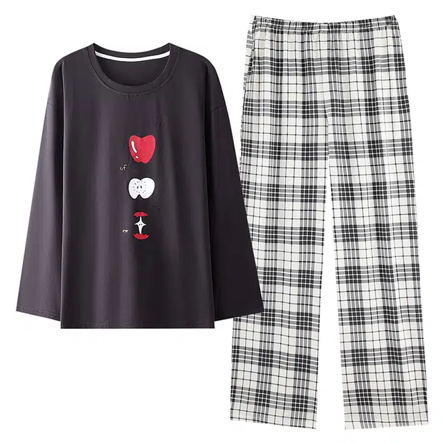 欧诗帛 秋冬季舒适纯棉长袖卡通可爱风可外穿日系两件套家居服睡衣 女款