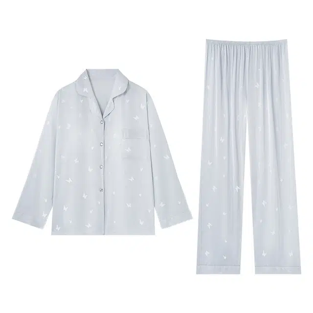 欧诗帛 高级感春秋季冰丝长袖甜美风可外穿学生休闲套装家居服睡衣 女款