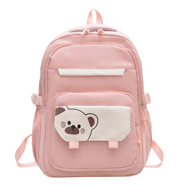 德力熊 卡通可爱初中高中背包休闲旅游背包 尼龙 双肩包 女款 多色