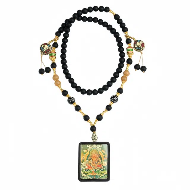 丰运阁 藏式黄财神唐卡 招财纳福转运诸事顺利八方来财平安喜乐小众寓意复古简约百搭民族风国潮 好运 琉璃 吊坠 男女同款情侣款