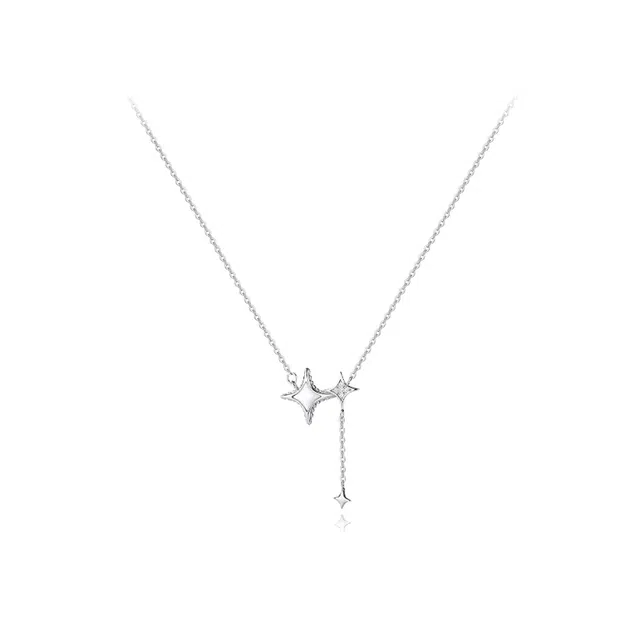 【S925银】 六桂福珠宝 星月系列 小众设计经典百搭精致简约学生日常轻奢高级感通勤转运约会温柔气质可调节锁骨链 锆石 项链 女款