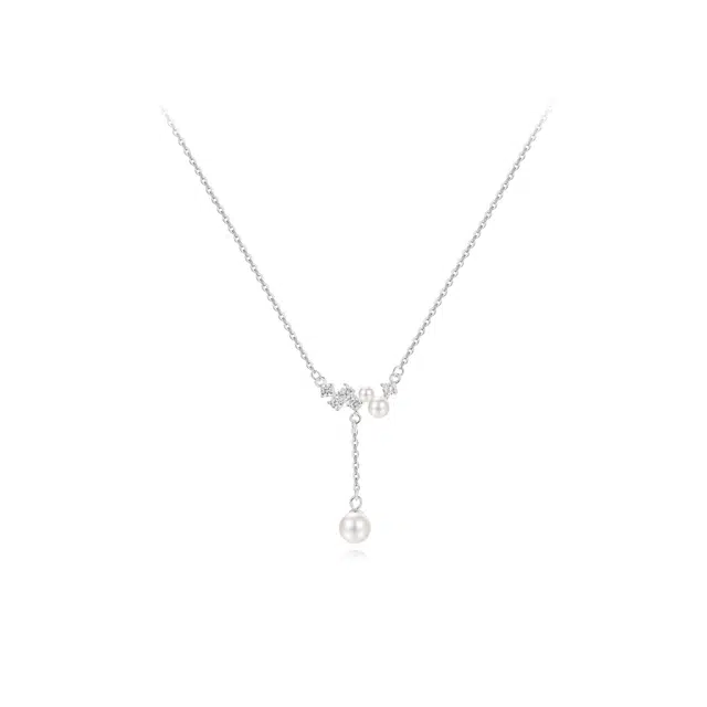 【S925银】 六桂福珠宝 星光闪闪 小众设计经典百搭精致简约学生日常轻奢高级感通勤转运约会温柔气质可调节锁骨链 锆石 项链 女款