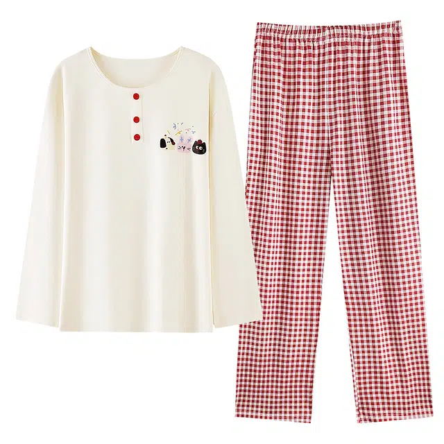 欧诗帛 春秋季纯棉长袖卡通可外穿风日系两件套可爱家居服睡衣 女款