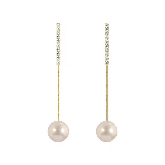 澜耀 幻珠钻缕 两戴长款珍珠耳坠 气质轻奢百搭耳饰 铜合金 耳环 女款