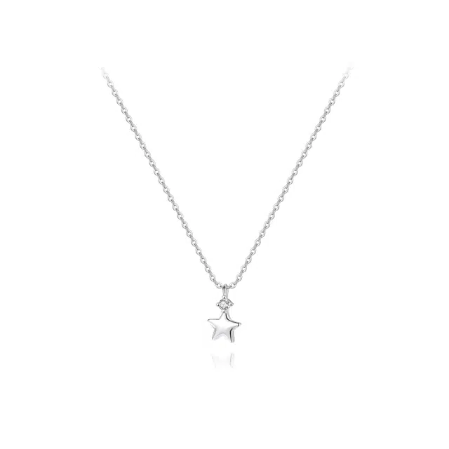 【纯银999 | 星星】 六桂福珠宝 经典百搭小众设计轻奢高级感日常精致简约通勤极简约会温柔气质可调节锁骨链 足银 项链 女款