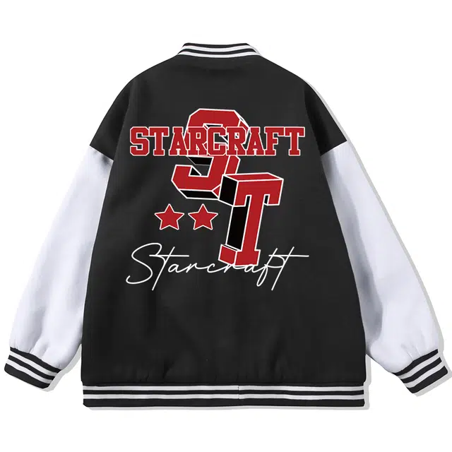 星际者  美式高街帅气拼接落肩复古长袖休闲夹克百搭外套学院风宽松棒球服 男女同款