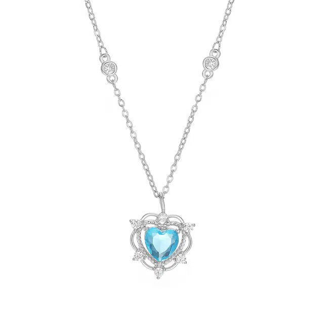 珂里 海洋之心轻奢小众高级感闪耀小清新贵气感显白锁骨链通勤气质穿搭 琉璃 项链 女款