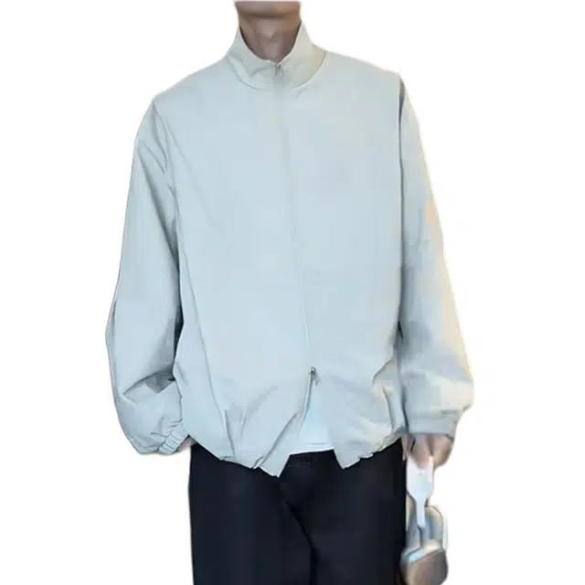 地界二 美式复古立领潮牌痞帅户外飞行员登山服立领防水复古纯色宽松型夹克外套 男款