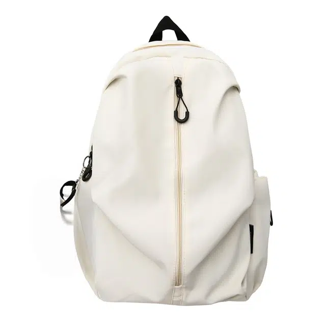 南潇湘 开学书包时尚高颜值个性上课大容量女高中生大学生美式背包 尼龙 双肩包 常规 男女同款情侣款 米白色/黑色/酒红色/卡其色