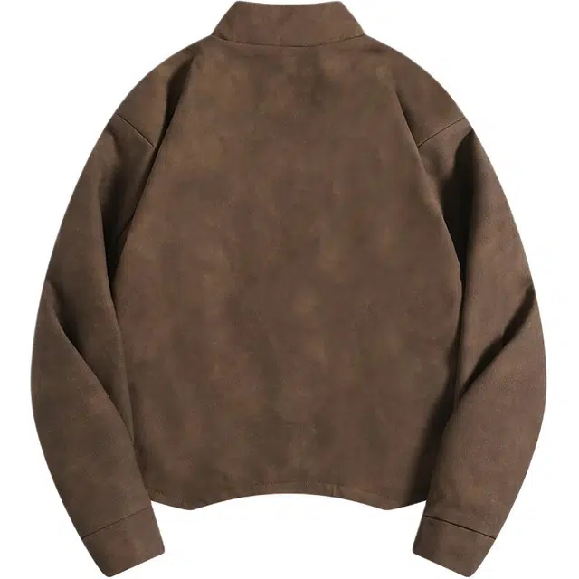 地界二 美式复古短款机车服垫肩高级感痞帅百搭情侣外套夹克 男款