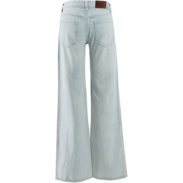 玫丝朵 辣妹低腰设计宽松百搭阔腿牛仔裤 女款 浅蓝