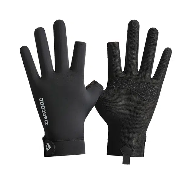 雅鹿优选 高颜值冰丝凉感防晒防紫外线高弹露两指可触屏防滑耐磨 锦纶 手套 男女同款情侣款