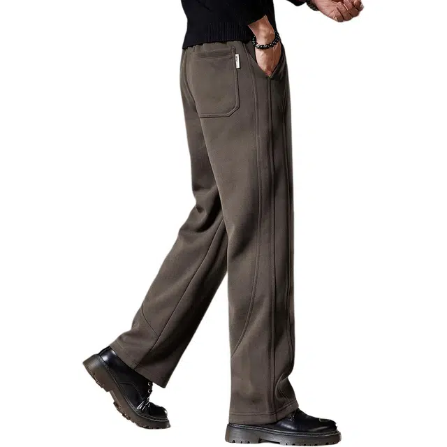 贵色 美式复古潮流百搭垂坠感针织卫裤纯色简约松紧腰系绳设计宽松阔腿休闲裤 男女同款