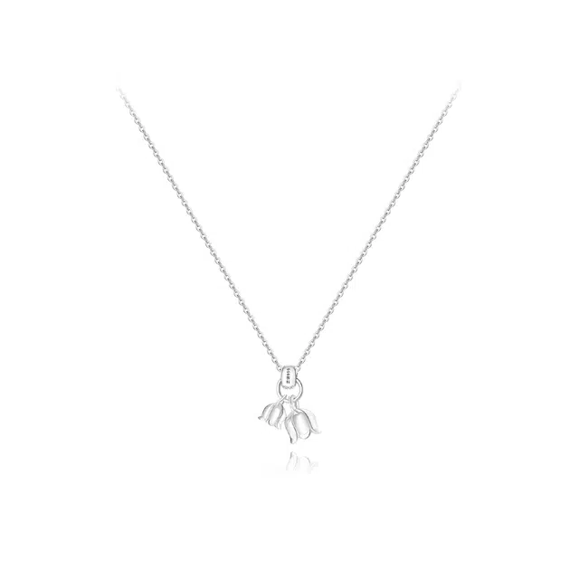 【纯银999 | 铃兰花】 六桂福珠宝 经典百搭小众设计极简轻奢约会高级感学生日常精致简约通勤温柔气质可调节锁骨链 足银 项链 女款