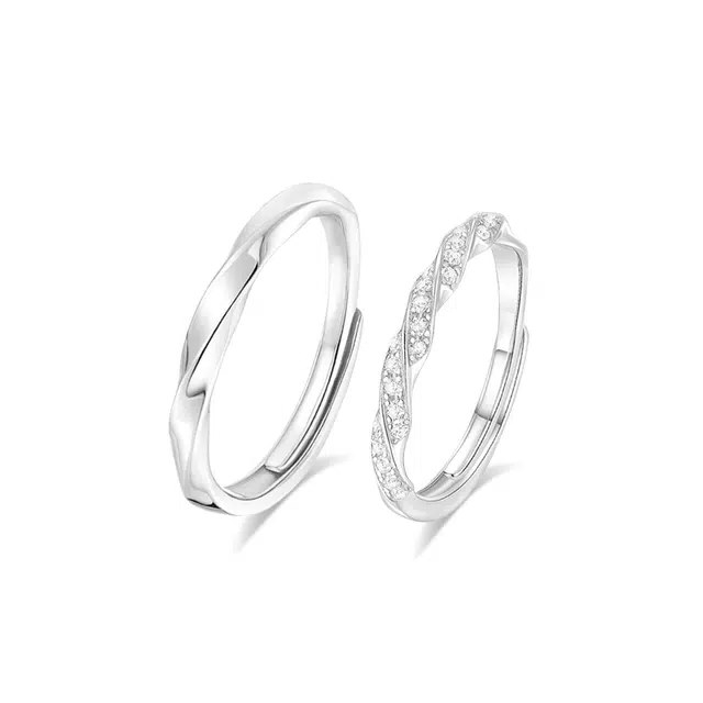 【999足银纯银 莫比乌斯/浪漫卡片】 福韵金 六桂福珠宝 恋爱告白钟爱久久轻奢闪耀甜蜜饰爱轻奢高级百搭对戒 银 戒指 男女同款情侣款